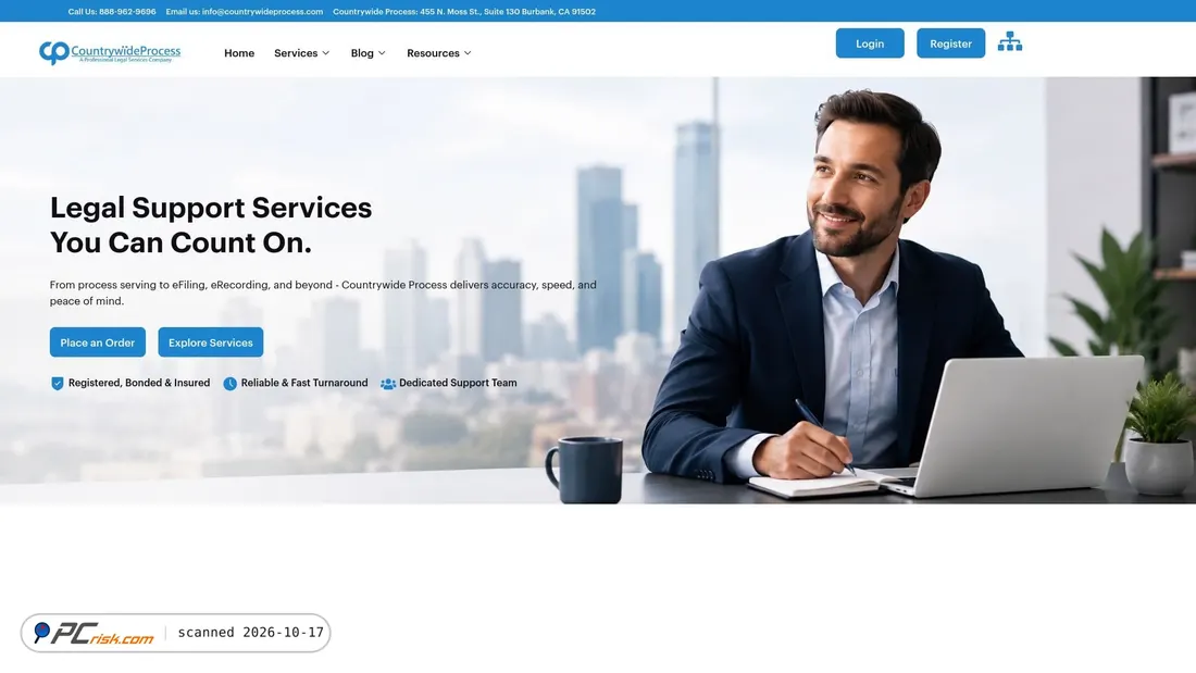 Captura de ecrã de countrywideprocess.com