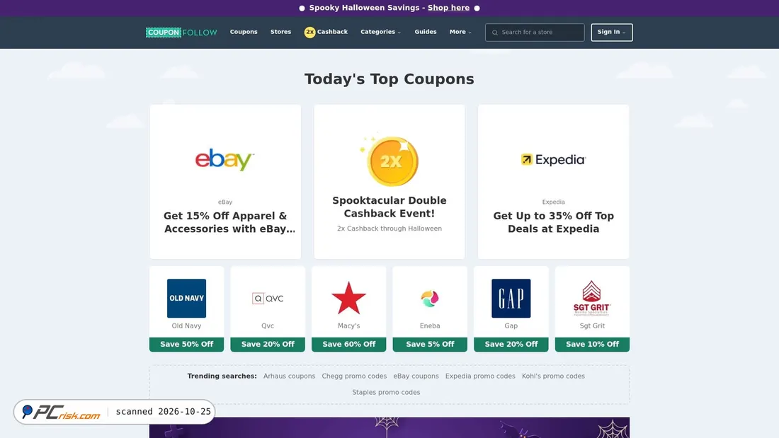 Screenshot of couponfollow.com