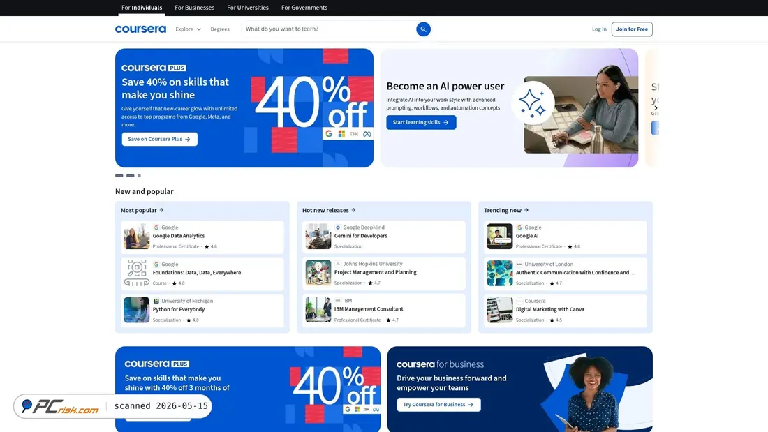 Screenshot von coursera.org