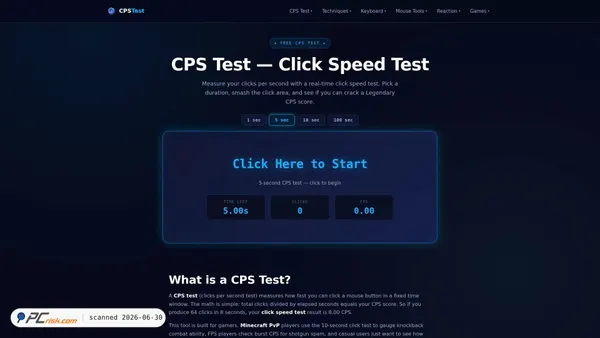 cpsclickspeedtest.com screenshot