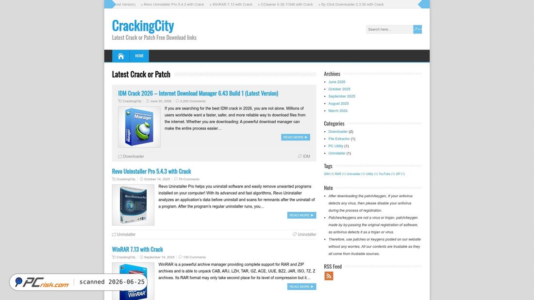 Screenshot of crackingcity.com
