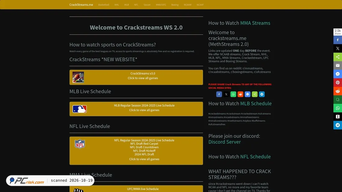 Screenshot of crackstreams.me