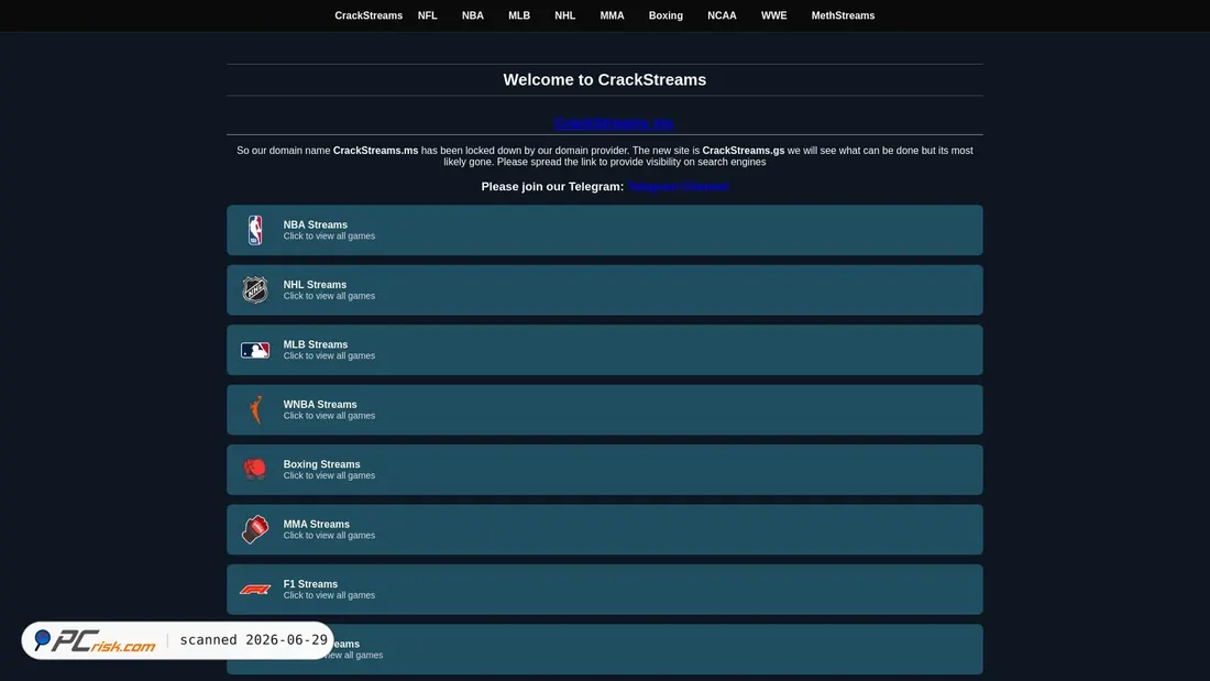Screenshot of crackstreams.mx