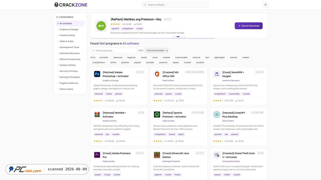 Screenshot of crackzone.cc