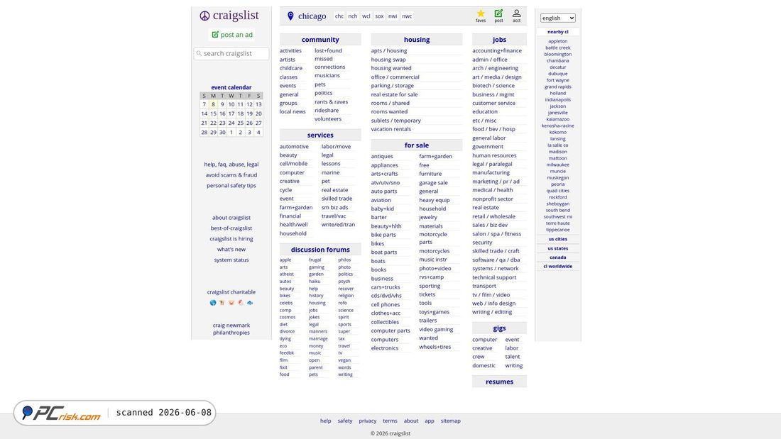 Screenshot of craigslist.org
