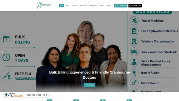cranbournecentralmedical.com.au screenshot