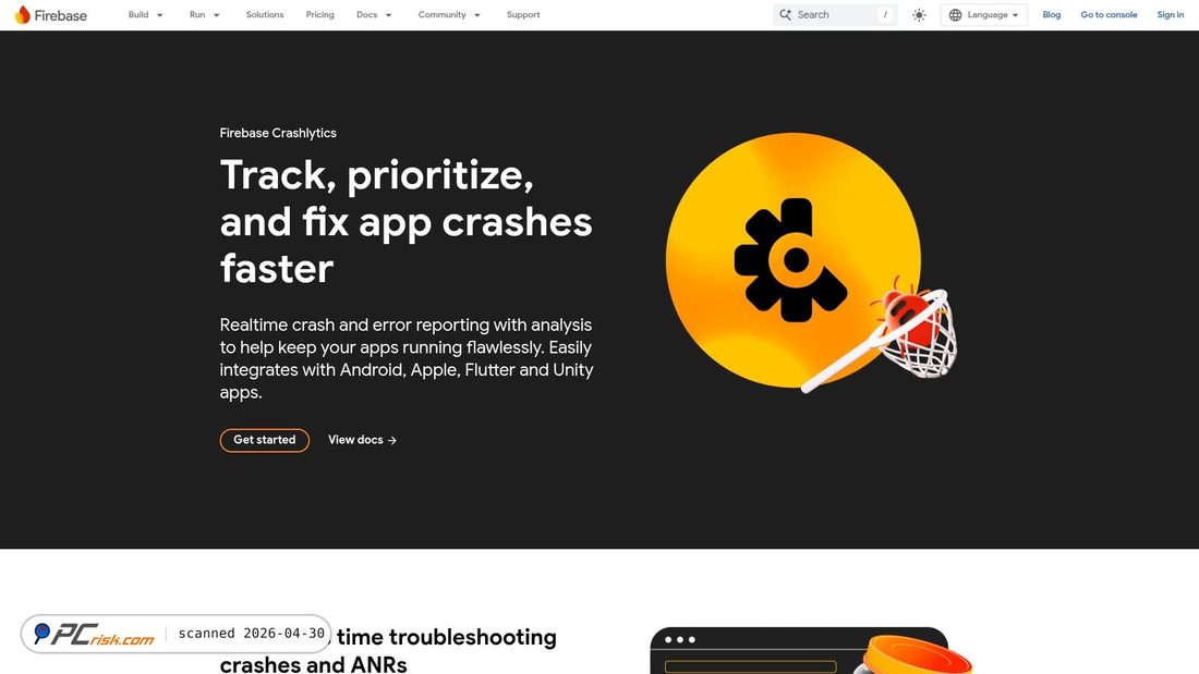 Zrzut ekranu crashlytics.com