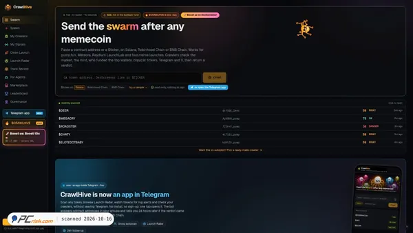 Captura de ecrã de crawlhive.xyz