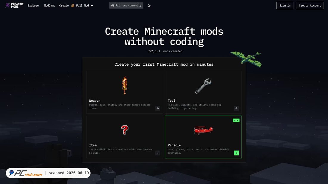 Screenshot of creativemode.net
