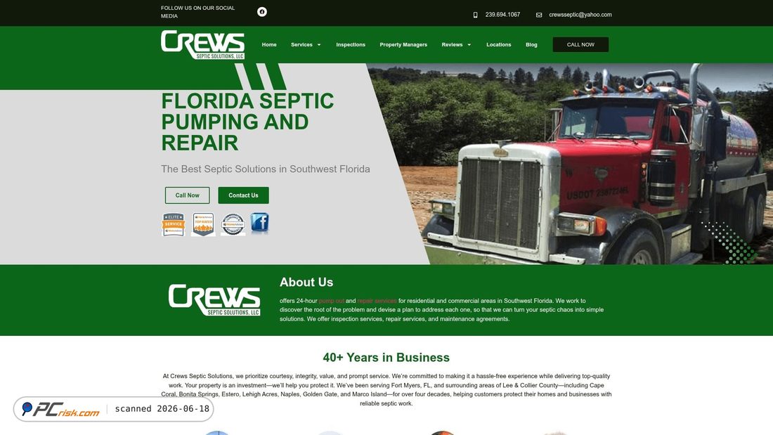 Screenshot of crewssepticsolutions.com