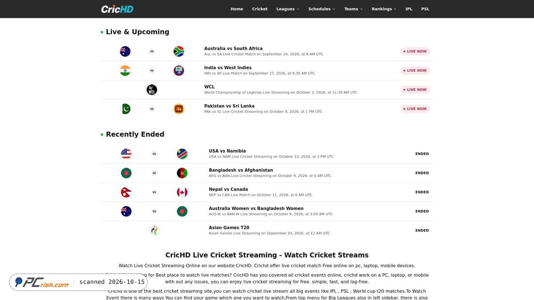 Captura de ecrã de crichd.com