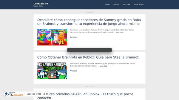 Capture d’écran de crimiff.codigosdediamantes.com