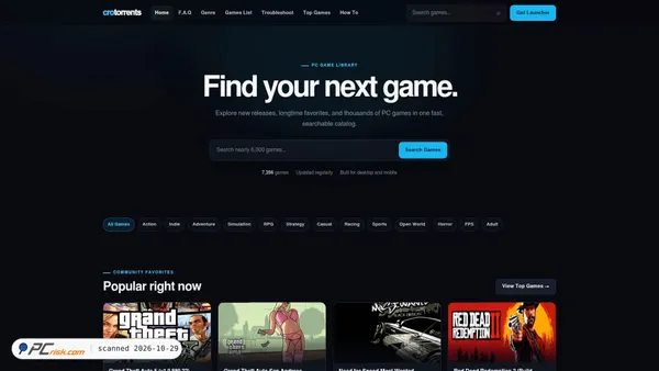 Captura de ecrã de crotorrents.com