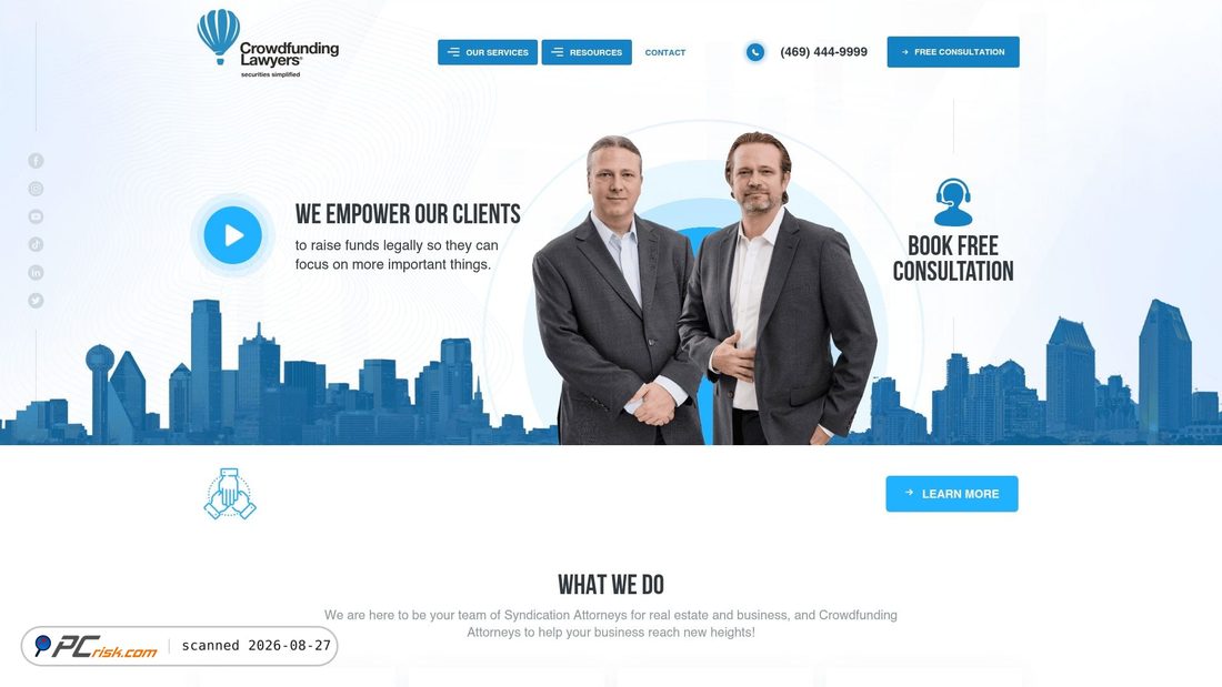 Captura de pantalla de crowdfundinglawyers.net