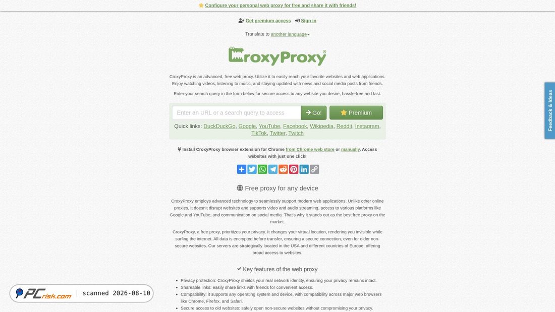 Screenshot of croxyproxy.net