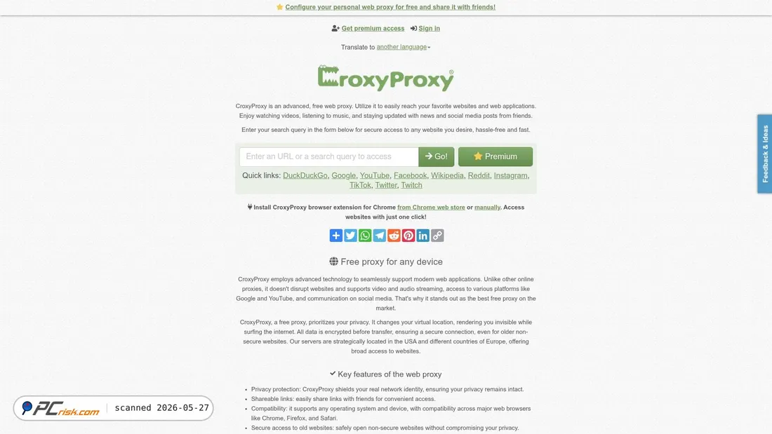 Screenshot of croxyproxy.rocks