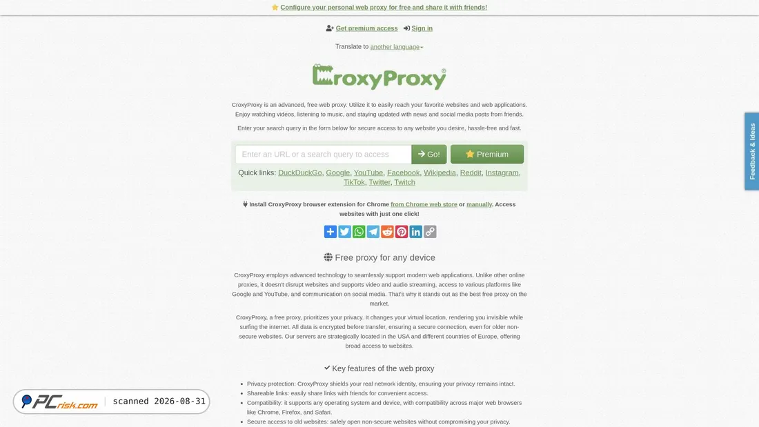 Screenshot von croxyproxy.rocks