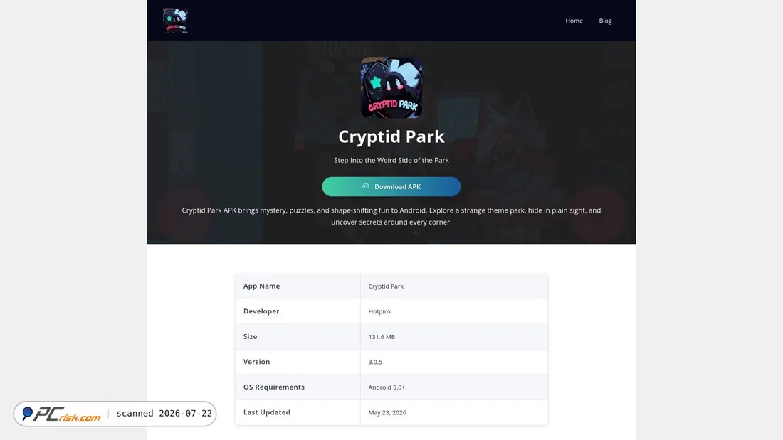 Screenshot of cryptidparkapk.org