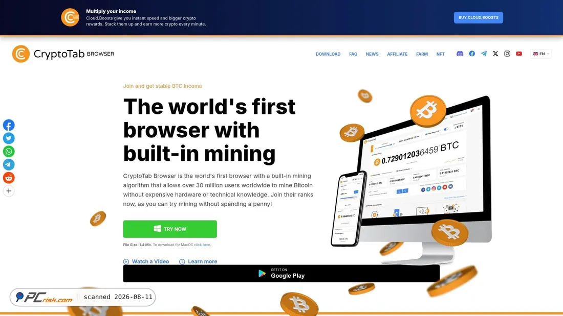 Screenshot of cryptotabbrowser.com