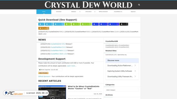 Screenshot di crystalmark.info