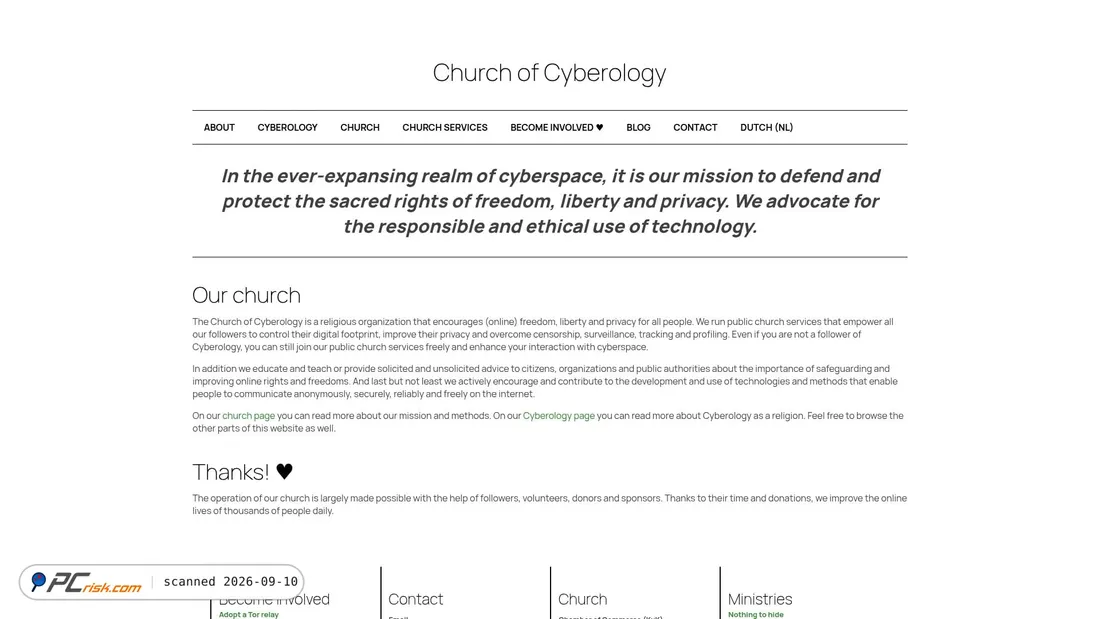 Screenshot of cyberology.church