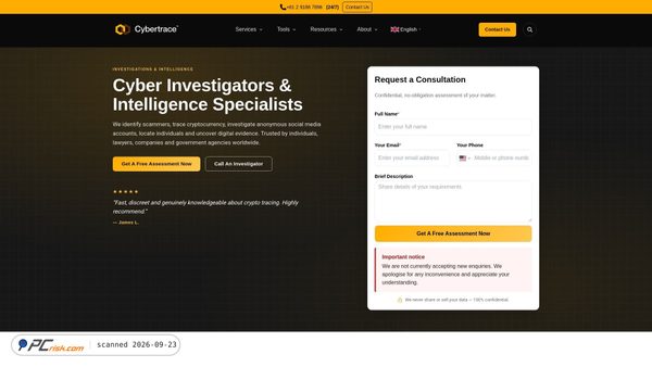 cybertrace.com.au screenshot