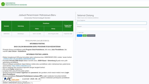 daftar.umkendari.ac.id screenshot