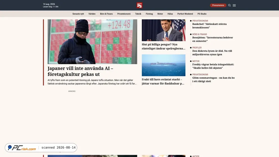 Screenshot of dagensps.se
