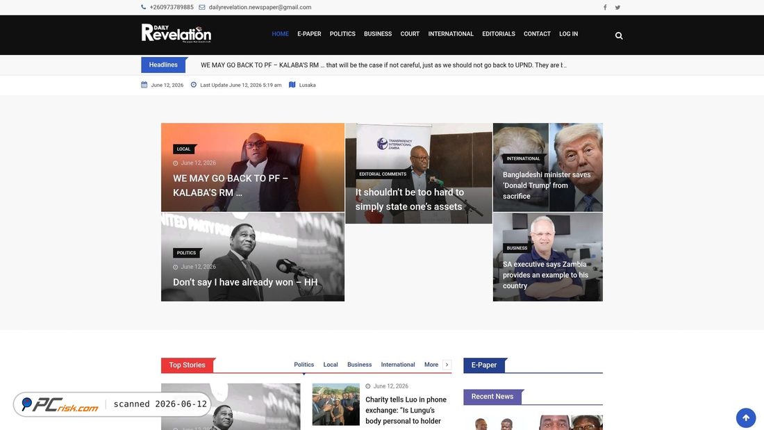 Screenshot of dailyrevelationzambia.com