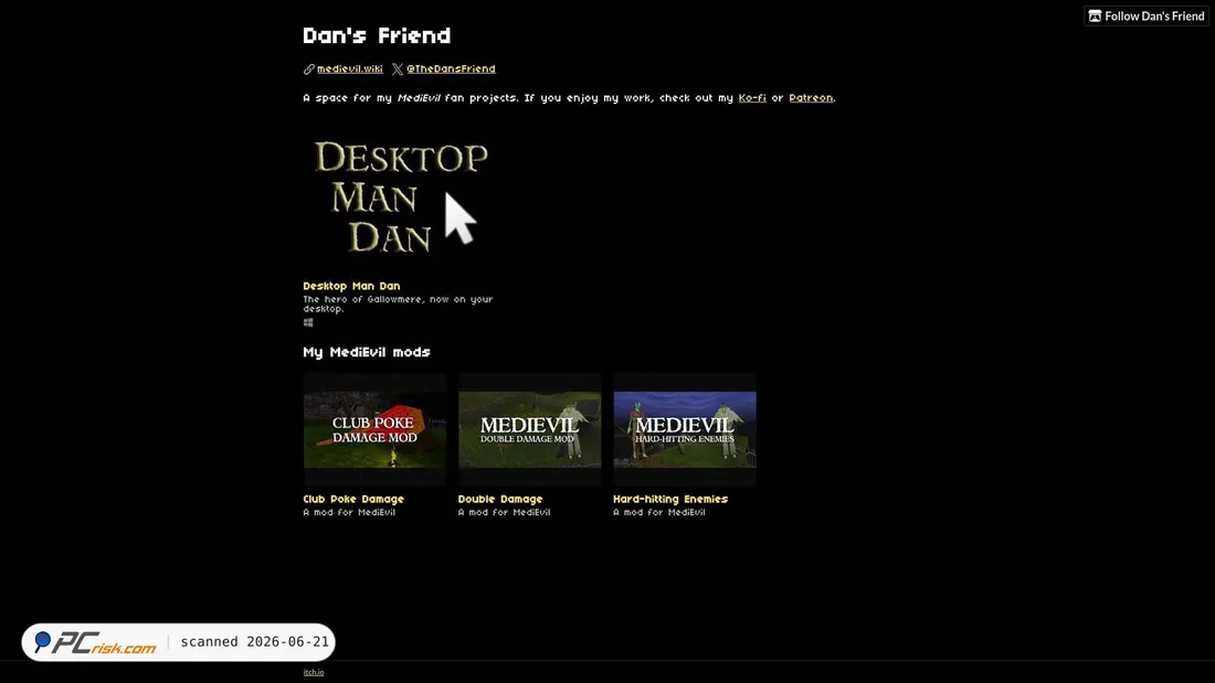 Screenshot of dansfriend.itch.io
