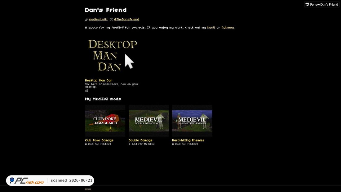 Screenshot of dansfriend.itch.io