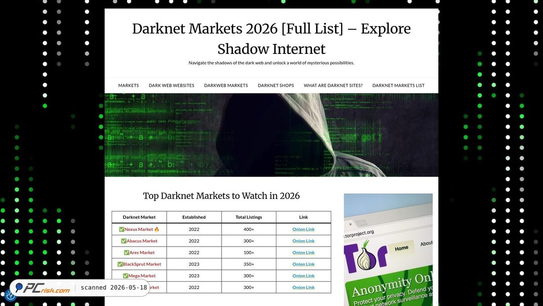 Screenshot von darknet-market-links.com