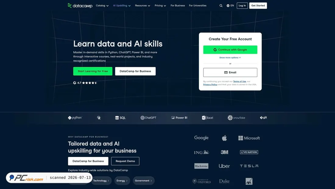 Screenshot of datacamp.com