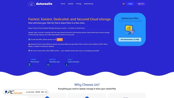 datavaults.co screenshot