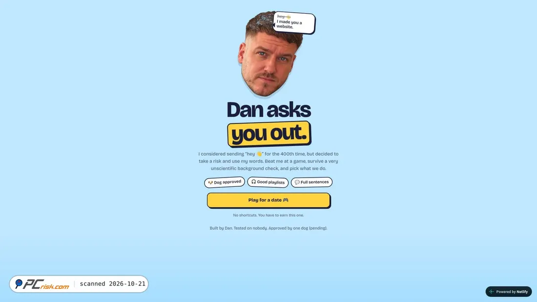 Screenshot of datewithdan.netlify.app
