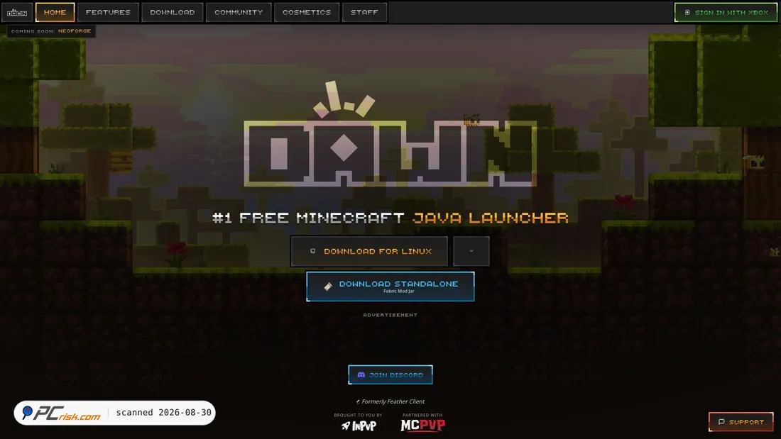 Screenshot di dawn.gg