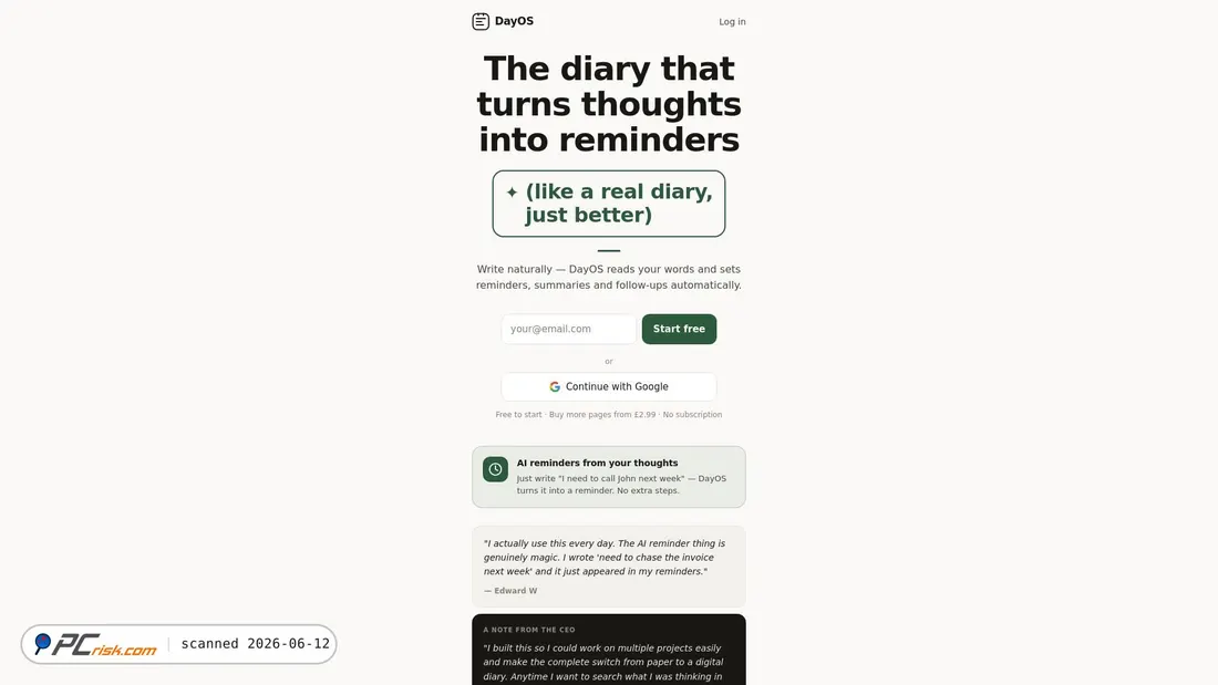 Screenshot von dayosdiary.com