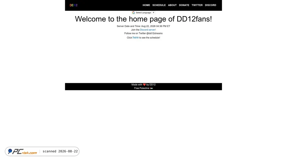 Screenshot of dd12fans.com