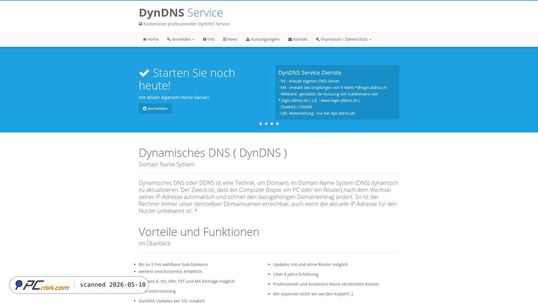 Captura de pantalla de ddnss.de