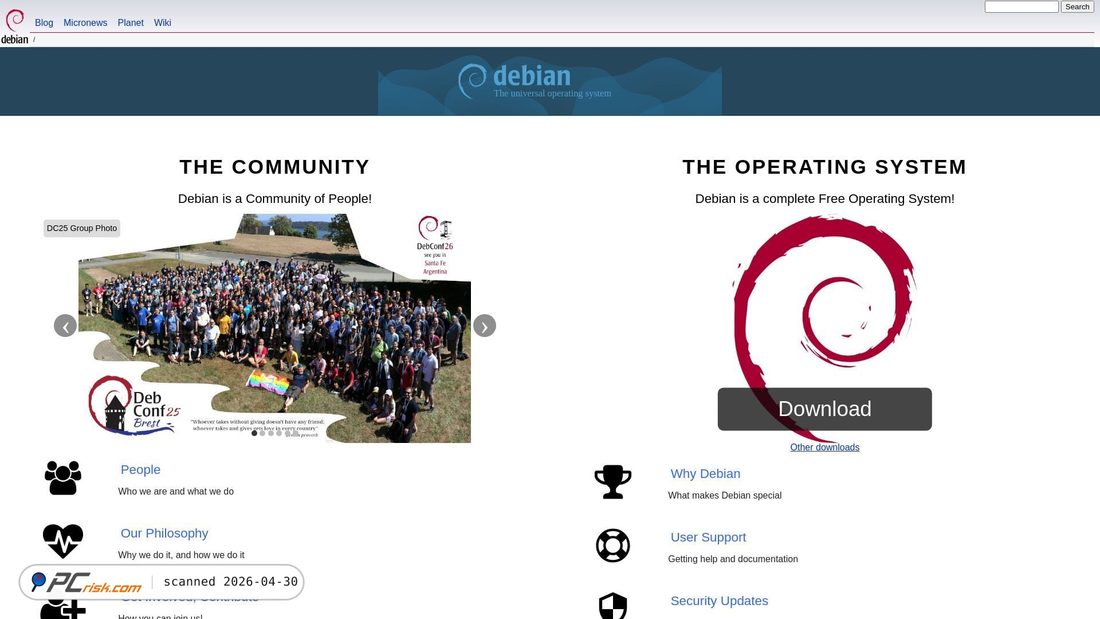 Screenshot von debian.org