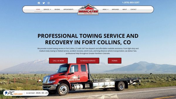 dedicatedtowingandrecovery.com screenshot