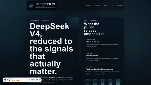 Screenshot di deepseek-v4.lol