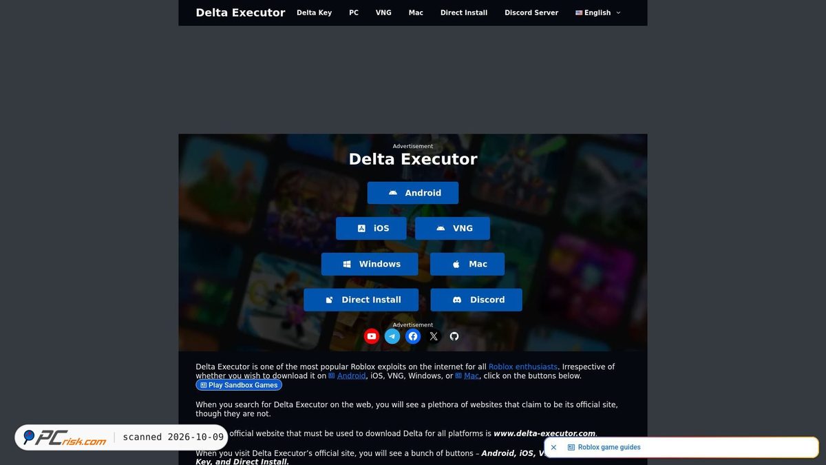 Is delta-executor.com Safe? Security Scan Report | PCrisk