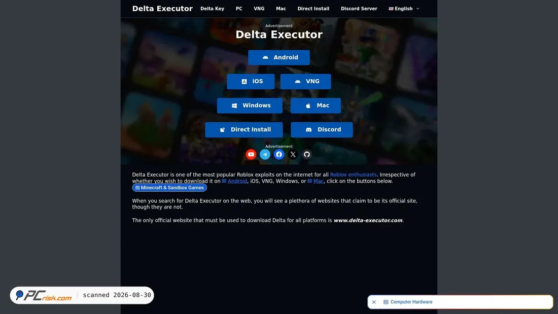 Screenshot von delta-executor.com