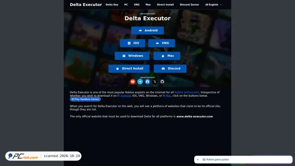 delta-executor.com Screenshot