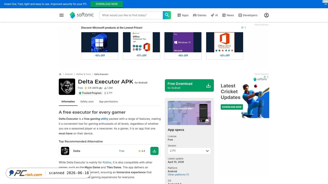 Screenshot of delta-executor.en.softonic.com
