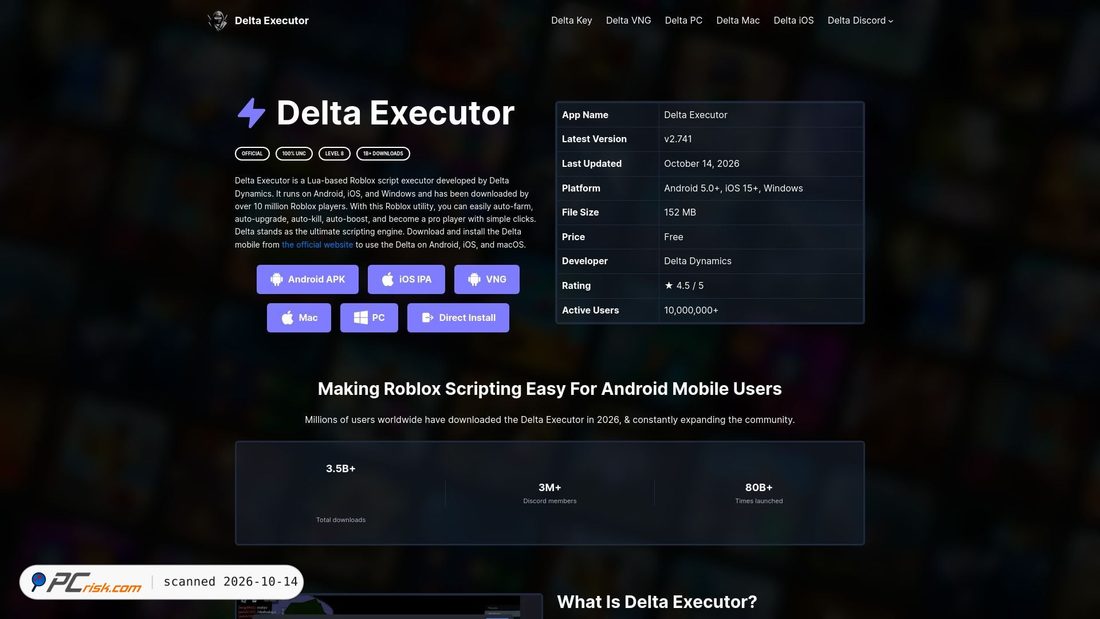 Capture d’écran de delta-executor.org