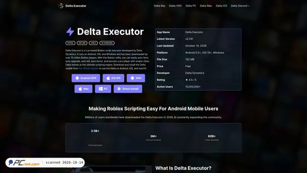 Capture d’écran de delta-executor.org