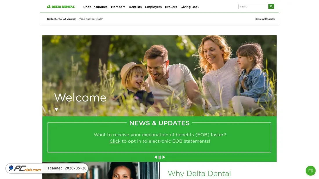 Screenshot of deltadentalva.com