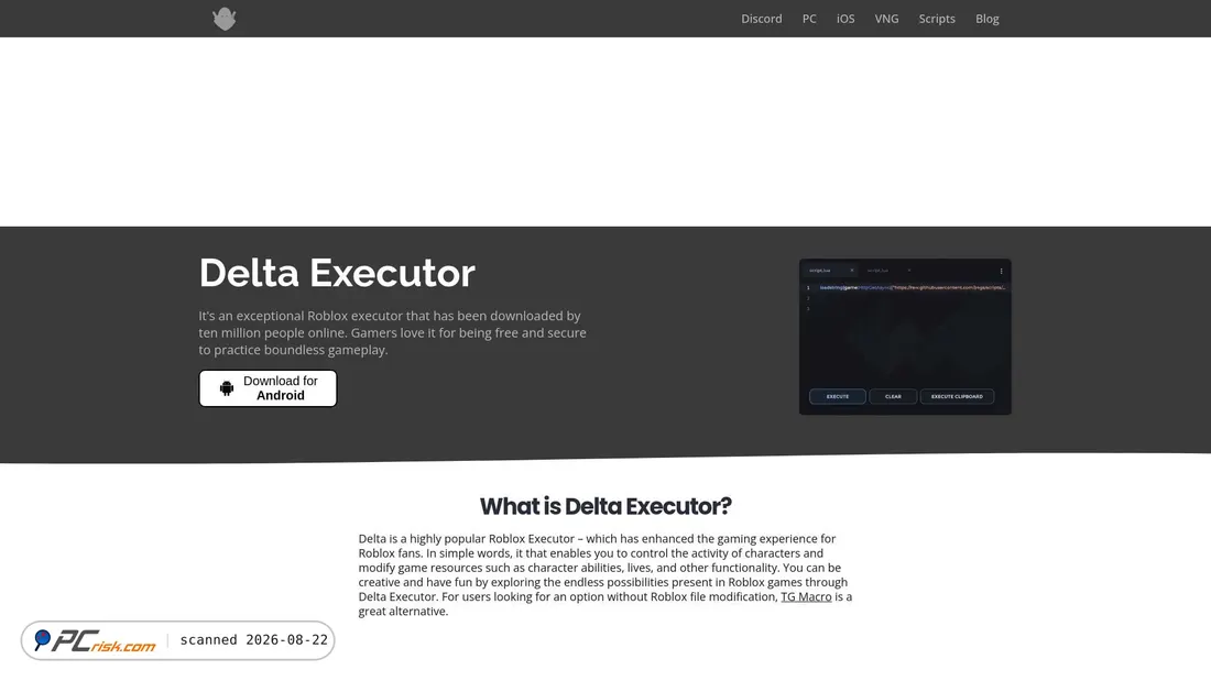 Screenshot of deltaexecuter.com